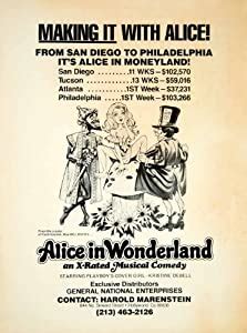 Alice in wonderland pornography - Alice in Wonderland is a 1976 American erotic musical comedy film loosely based on Lewis Carroll's 1865 book Alice's Adventures in Wonderland. The film expands the original story to include sex and broad adult humor, as well as original songs. The film was directed by Bud Townsend, produced by William Osco, and written by Bucky Searles, based on a concept by Jason Williams. 